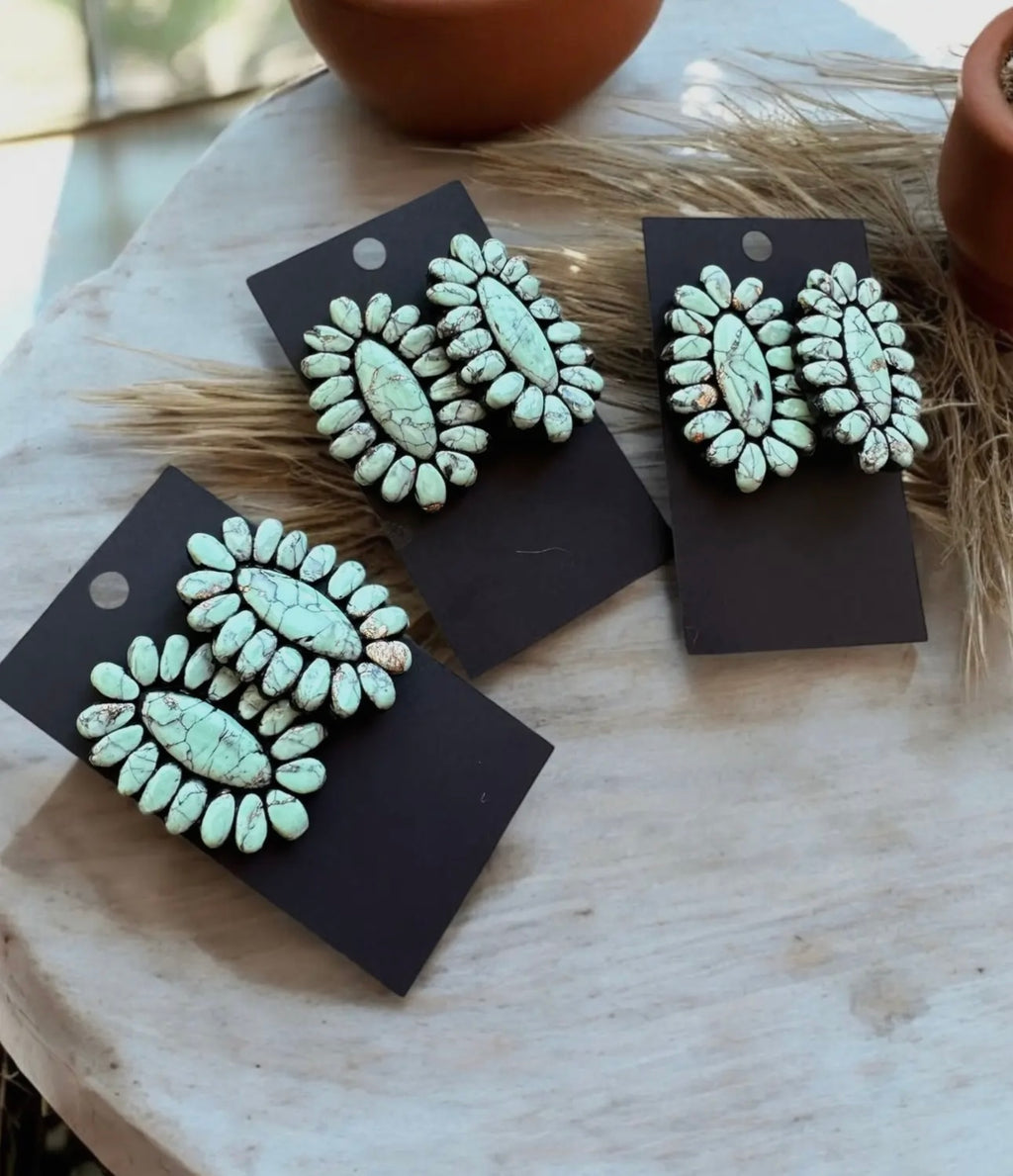 Large Lightweight Concho Stud Earrings
