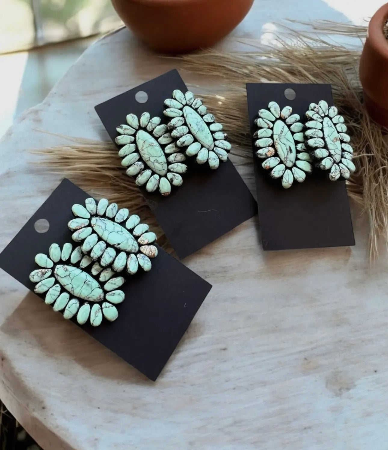 Large Lightweight Concho Stud Earrings