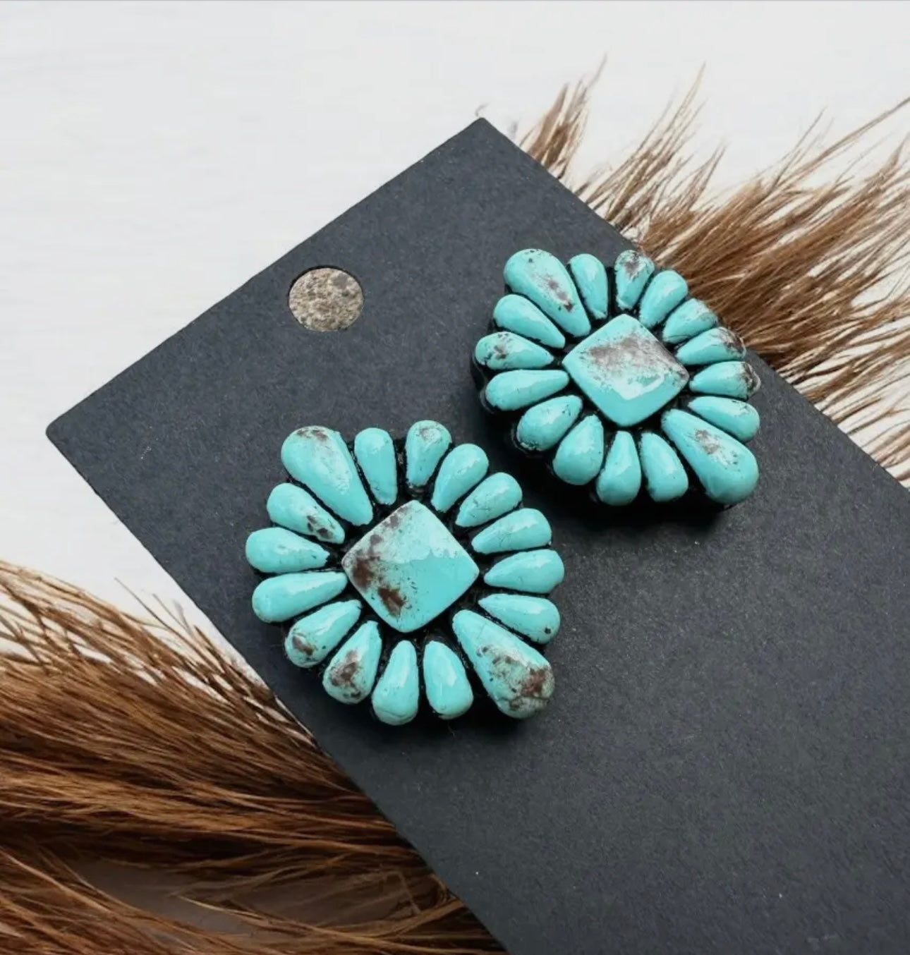 Mini Turquoise Clay Stud Earrings