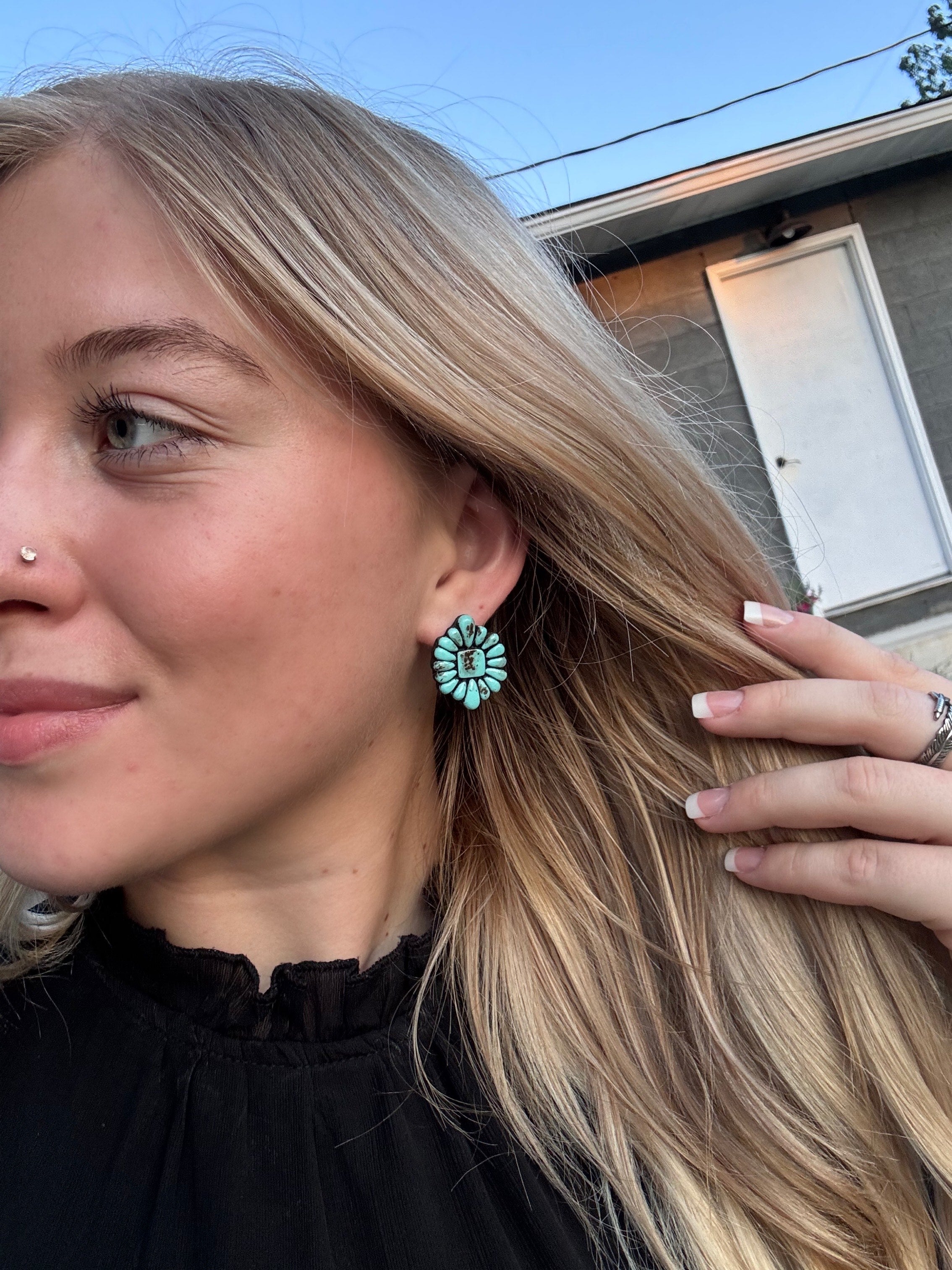 Mini Turquoise Clay Stud Earrings