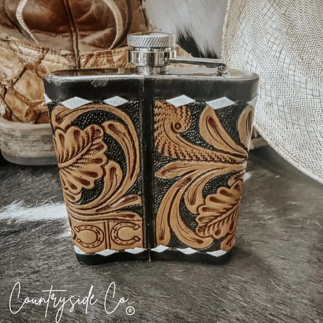 Legend Leather Flask Stainless Steel